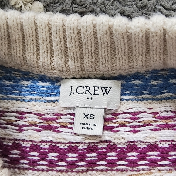 J. CREW ALLOVER FAIR ISLE COTTON PULLOVER SWEATER Crewneck xs - Picture 7 of 7